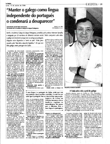 Jornal La Región entrevista José-Martinho Montero Santalha